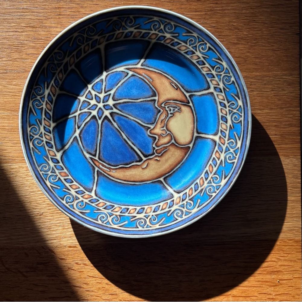 Celestial ceramic plate. Moon Lunar astronomy decorative plate